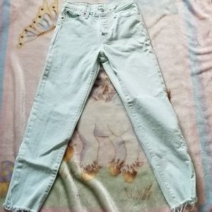 Levi highwaist cropped pastel mint jeans